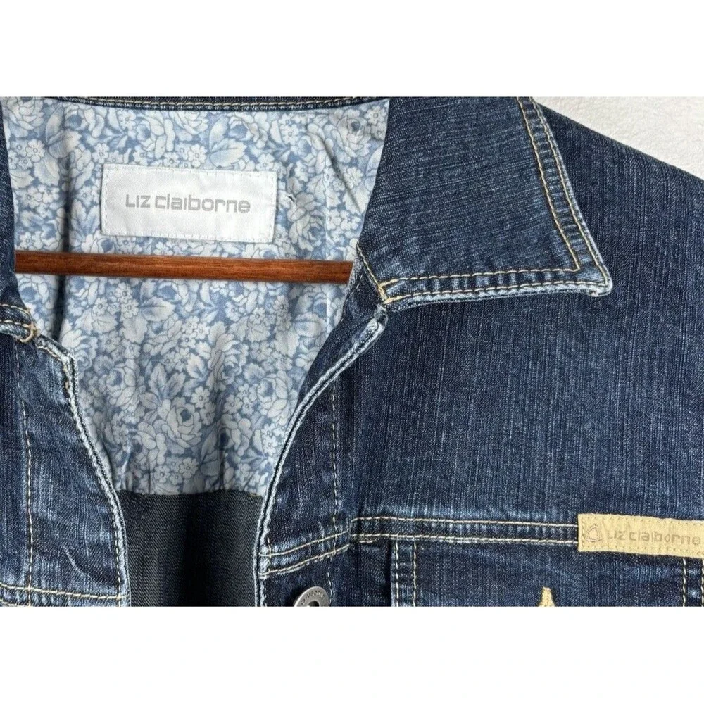 Vintage Jean Denim Jacket Liz Claiborne Four Pocket Womens Medium